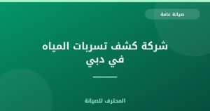 شركة كشف تسربات المياه في دبي