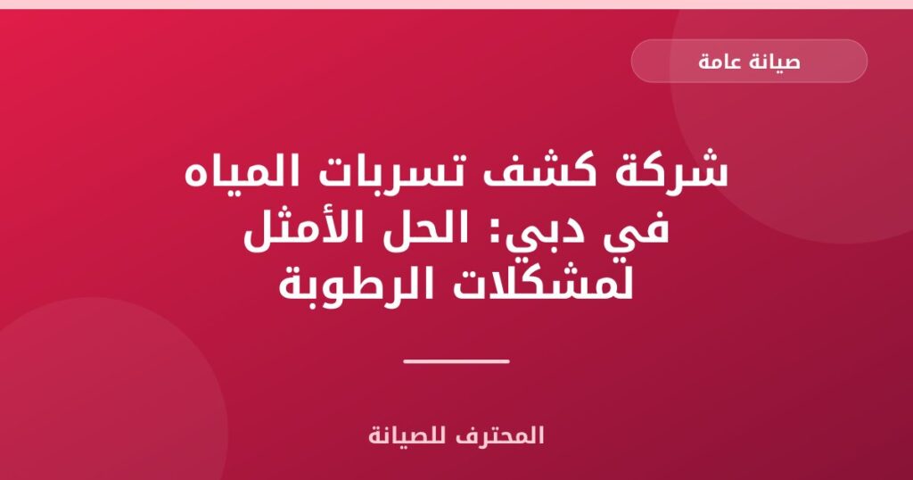شركة كشف تسربات المياه في دبي: الحل الأمثل لمشكلات الرطوبة