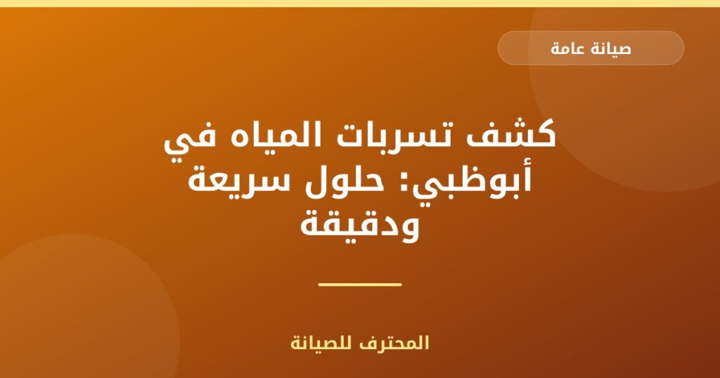 كشف تسربات المياه في أبوظبي: حلول سريعة ودقيقة